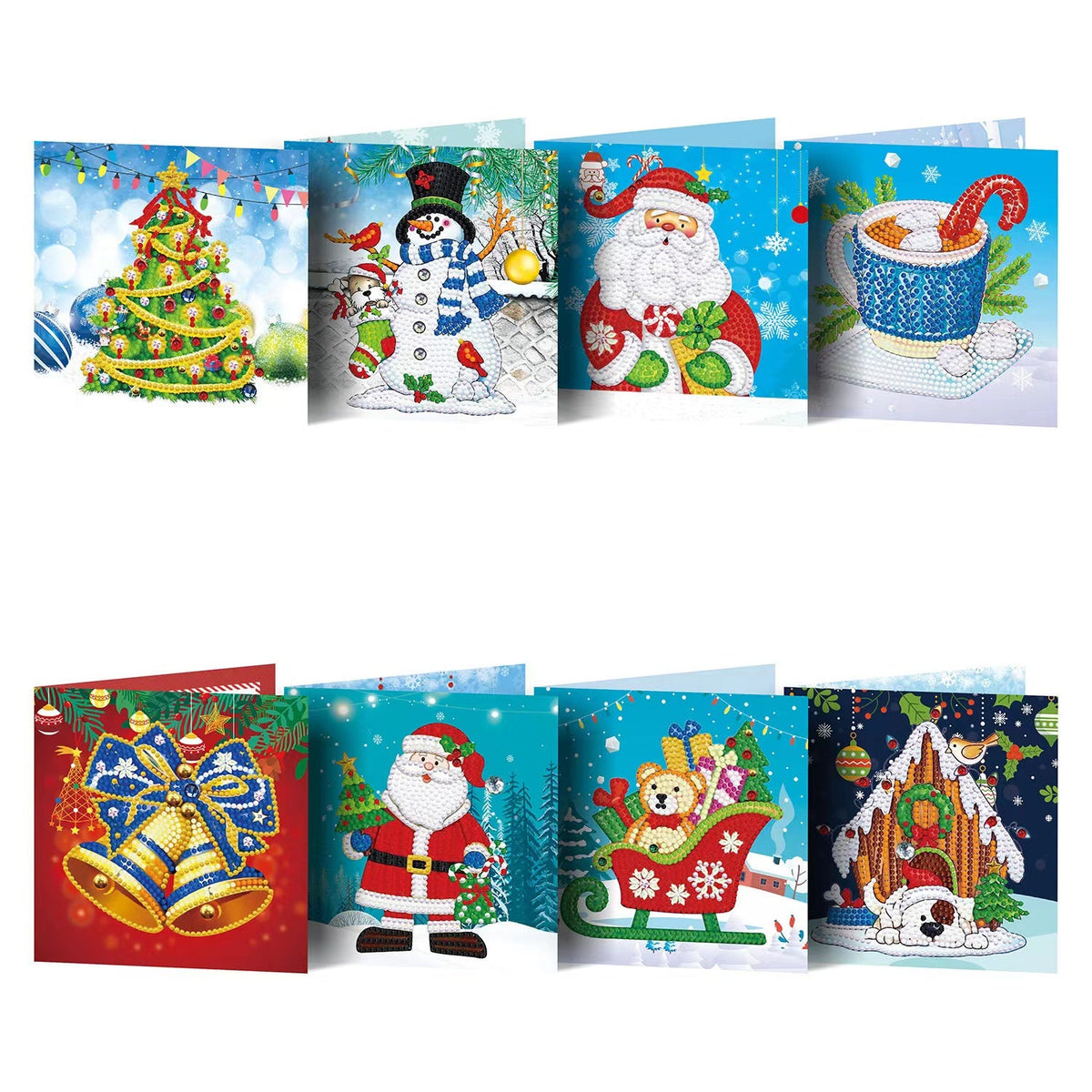 Diamond Painting Weihnachtskarten Set - 6 Stück Mit Glitzersteinen