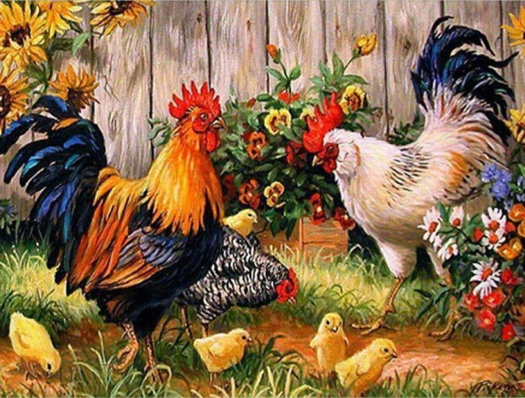 Hühner mit Küken