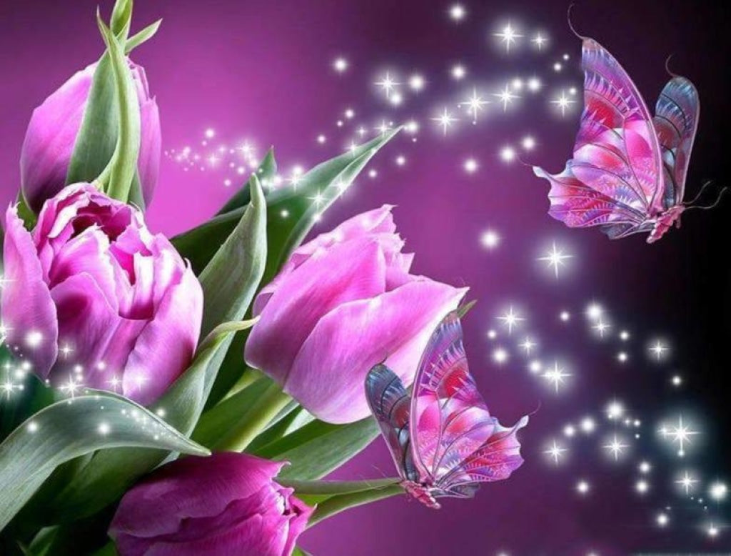 Violette Tulpen Schmetterling