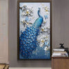 Laden Sie das Bild in den Galerie-Viewer, Pfau Blau mit Blumen | Großformat