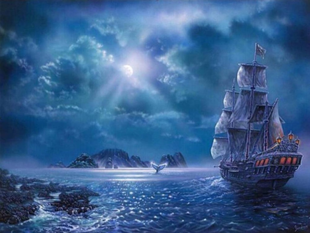 Schiff im Mondlicht