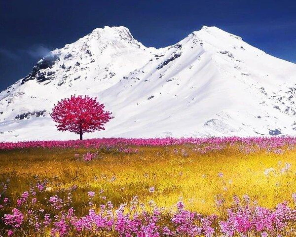 Weiße Berge Rosa Baum
