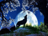 Wolfssilhouette bei Mondschein