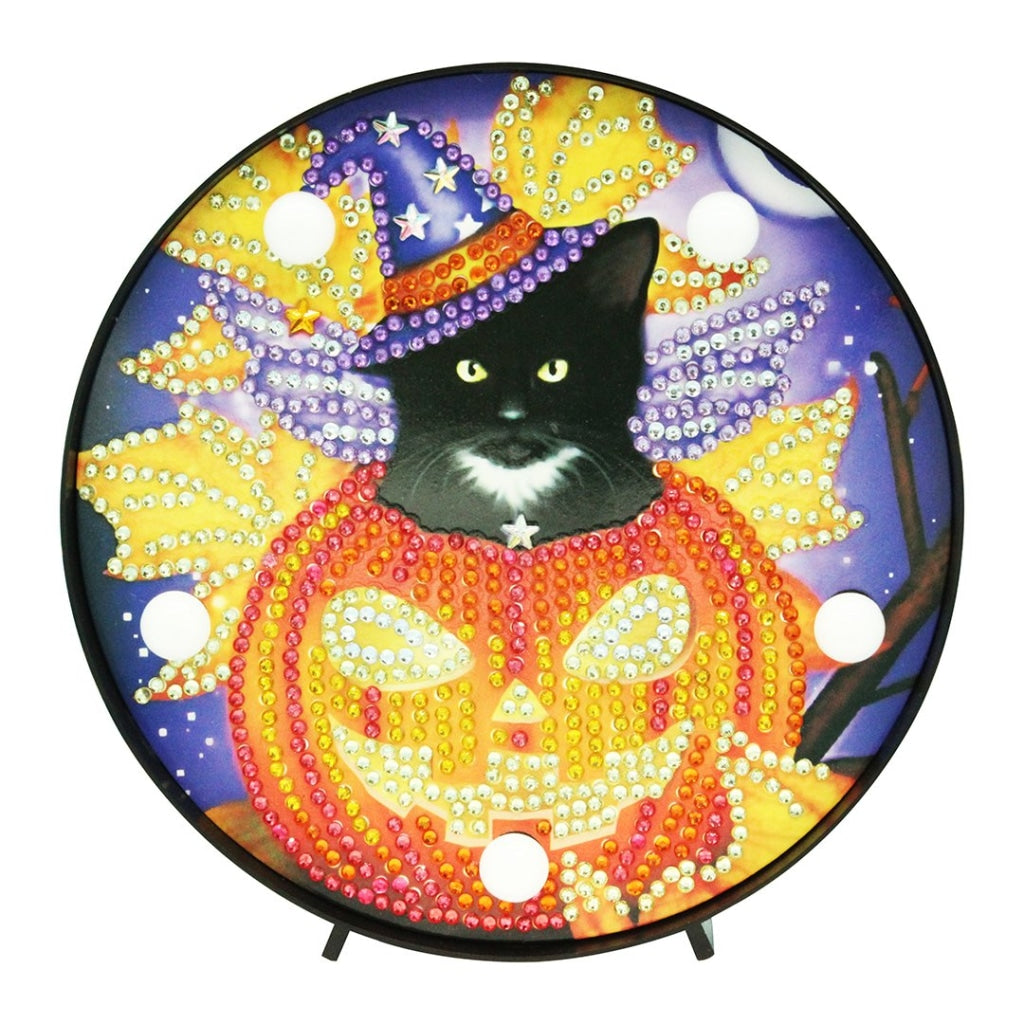 Halloween DP Leuchte schwarze Katze in Kürbis