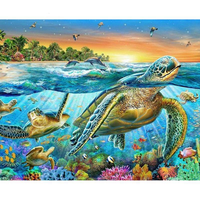 Schildkröte - Delphin - Diamond Painting Welt 