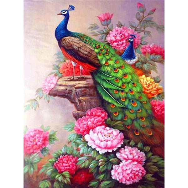 Pfau - Pfingstrosen - Diamond Painting Welt Deutschland